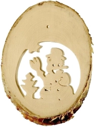 Kinder winterse houten hangdecoratie 10 stuks