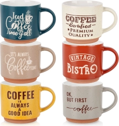 Set van keramische mokken 230 ml, 6 stuks