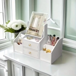 Elegante cosmetica-organizer met spiegel – sieradendoos en mini-kaptafel