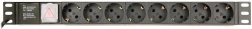 Rack PDU-voedingsrail, 8x Schuko-contactdoos, 1U, 10 A, C14-ingang, kabel 3 m