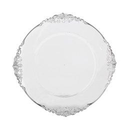 Rond decoratief onderbord 33 cm transparant met zilvereffect - 1 stuk