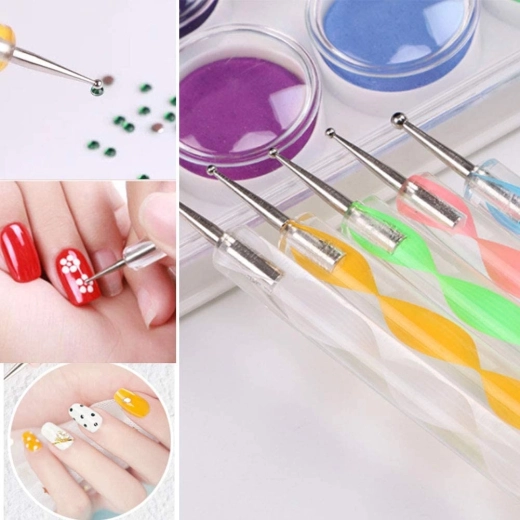 Set van 5 dubbelzijdige sondes voor nageldecoratie