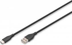 Siliconen USB-A naar USB-C kabel, USB 2.0 60W, 2 m zwart