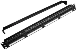 Patchpanel 24 poorten 1U 19'' Cat.6 met kabelbeheer, zwart