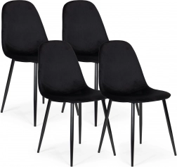 Set van 4 fluwelen eetkamerstoelen ModernHome, zwart