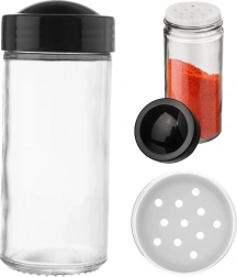 Glazen kruidenpot met zeefje Black 100 ml