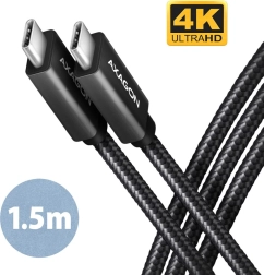 AXAGON BUCM32 USB‑C kabel 3.2 Gen 2x2 20 Gb/s, 4K/60 Hz, PD 100 W, 1,5 m, gevlochten