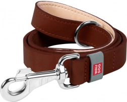 Leren hondenriem WAUDOG 14 mm, 122 cm, bruin