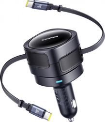 Baseus autolader met dual USB-C 60 W zwart