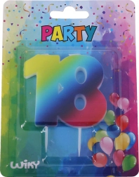 Verjaardagskaars cijfer 18 regenboog