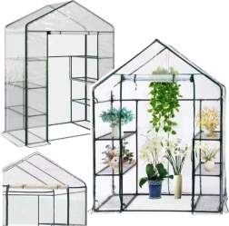 Mini tuinkas met PVC-folie en 4 legplanken