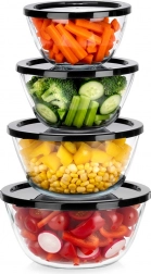 Glazen kommen met deksels 4 stuks 750 ml, 1 l, 1,5 l, 2 l