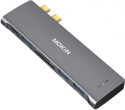 USB-C HUB 6-in-2 voor MacBook MOKIN (zilver)