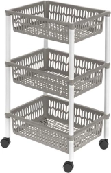 Mandrekken op wieltjes, 3 lagen, 40 × 30 × 66 cm, kunststof