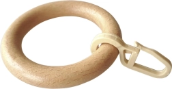 Gelakte houten ring met haak voor gordijnroede (verpakking 10 stuks)