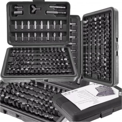 Set van 100 bits met etui – TORX, inbus, tri‑wing, spanner