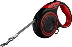 Dogness automatisch uitrolbare lijn 5 m met LED-zaklamp en zakjeshouder – rood
