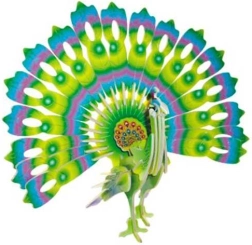 Houten 3D-puzzel Kleurrijke Pauw