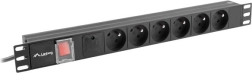rack PDU-voedingslijst 19" 1U 16A, 6x FR-stopcontact, 2 m, zwart