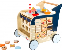 Houten Loopwagen Walvis met Zee Spelletjes