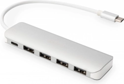 USB‑C-hub 4× USB 3.0 met Power Delivery, aluminium