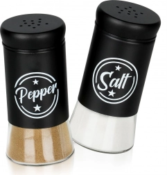 Glazen zout- en peperstrooier, zwart design, 2 stuks