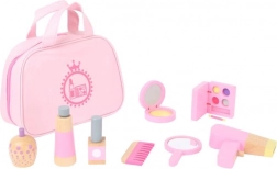 Kinder cosmetica tasje Small Foot met houten accessoires roze