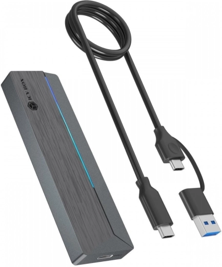 Externe behuizing voor M.2 SSD NVMe en SATA met RGB-verlichting, USB 3.2 Gen 2 (10 Gb/s)