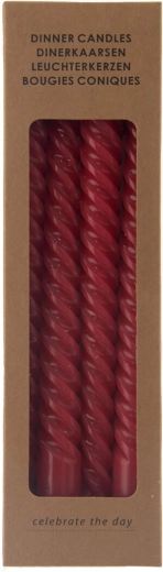 Kaars Twisted rood, 4 stuks