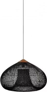 Hangende plafondlamp van natuurlijke rotan - 40 cm - zwart