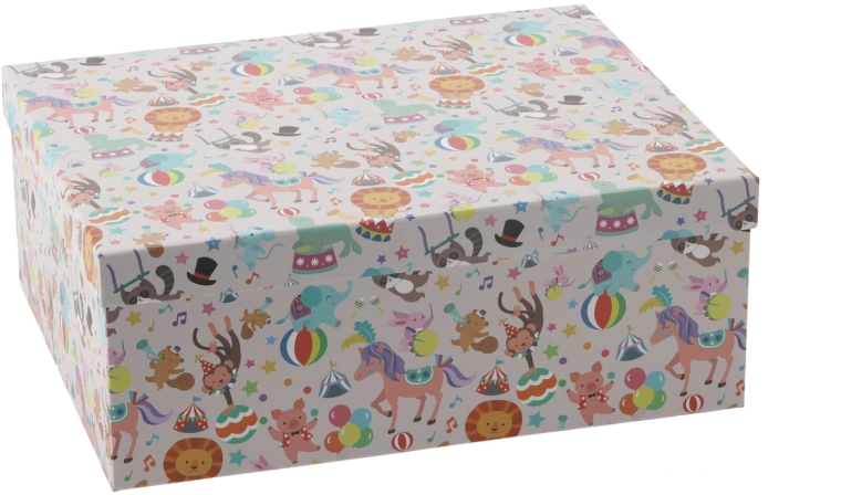 Geschenkdoos met kleurrijke diertjes 35,8 × 28,7 × 13,8 cm