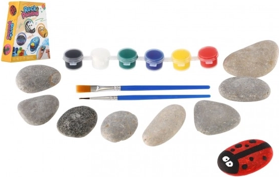 Stenen beschilderen – creatieve set met verf en kwasten