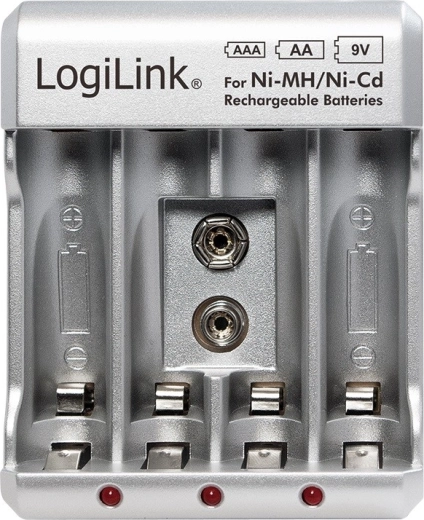 Batterijlader voor Ni-MH-, Ni-Cd-, AA-, AAA- en 9V-batterijen