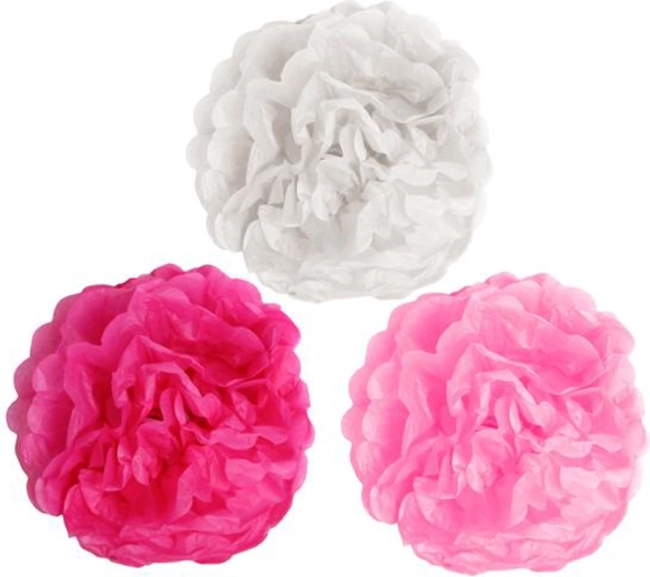 Papieren party pompons TORO 25 cm, set van 3 stuks