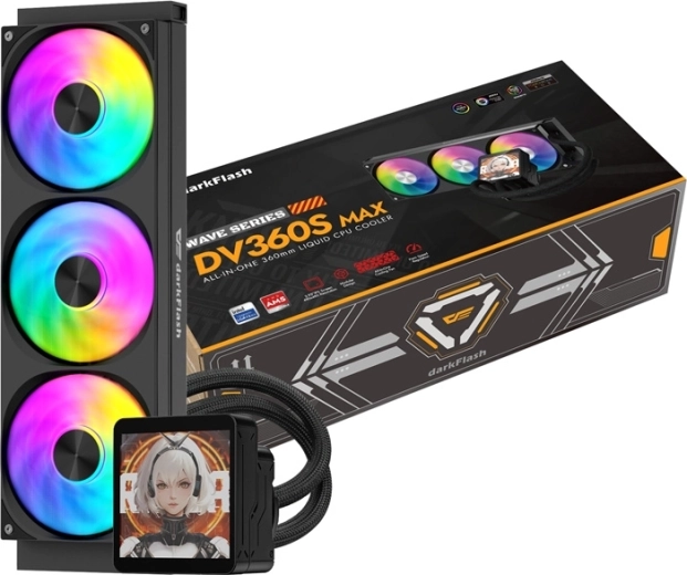 CPU-waterkoeling DarkFlash DV360S MAX 360 mm met IPS-display, zwart