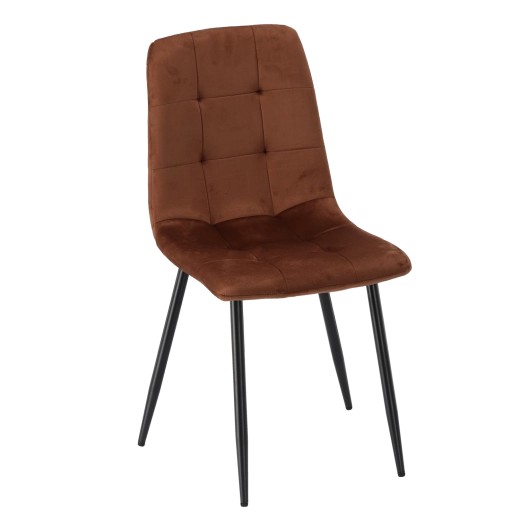 Moderne grijze fluwelen stoel – Bruin