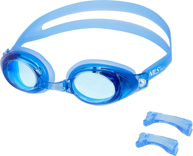 NILS Aqua blauwe zwembril met anti-fog en UV-bescherming