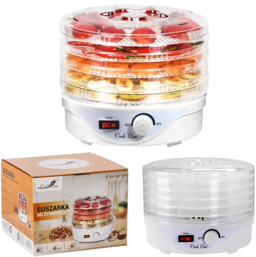 Voedseldroger met 5 verdiepingen, 250 W, diameter 24 cm