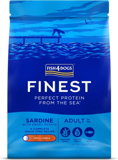 Fish4Dogs Finest brokken voor volwassen honden van kleine rassen met sardine en zoete aardappelen 1,5 kg