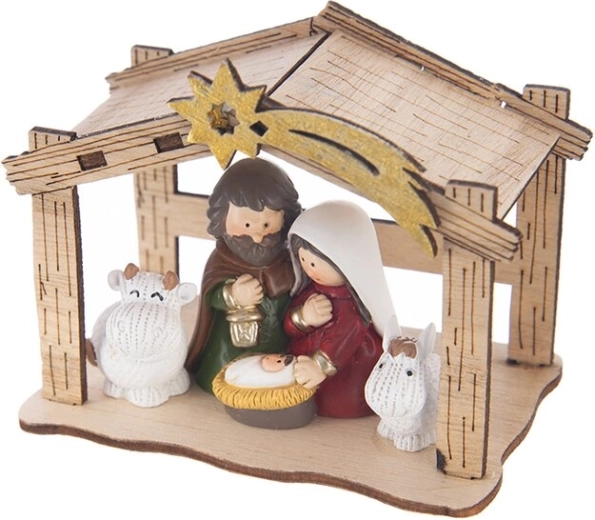 Kerstdecoratie: houten en polyresin kerststal