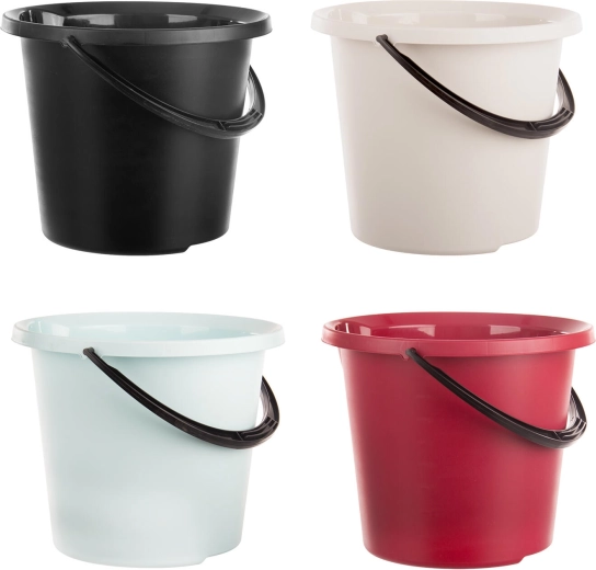 Plastic emmer met schenktuit 10 l, mix van kleuren - 1 stuk