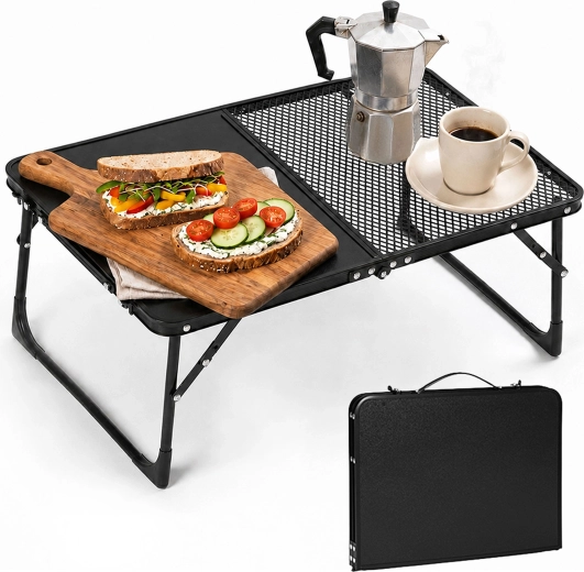 Multigarden opvouwbare campingtafel 60 × 40 cm in koffertje, zwart