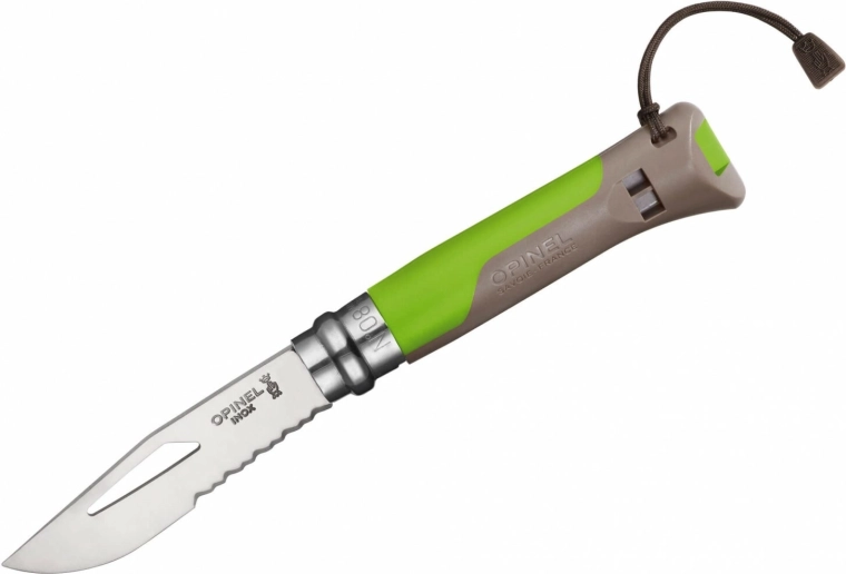 Opinel Nº08 Outdoor Inox groene zakmes 8,5 cm met fluitje