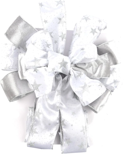 Decoratieve zilverkleurige strik met metallic effect