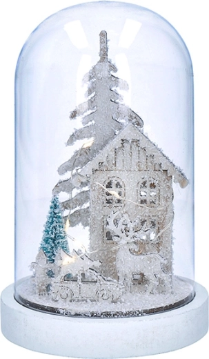 Solight LED-kerstdecoratie besneeuwd landschap met huisje 18 cm