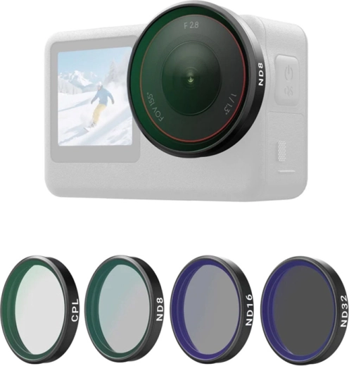 Telesin filterset CPL/ND8/ND16/ND32 voor DJI Osmo Action 6 (4 stuks)