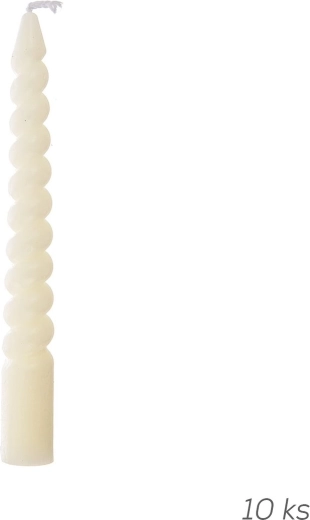 Decoratieve gedraaide kaarsen 10 cm - 10 stuks – Crèmekleurig