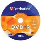 Verbatim DVD-R Matt Silver 4,7 GB 16x - 10 stuks