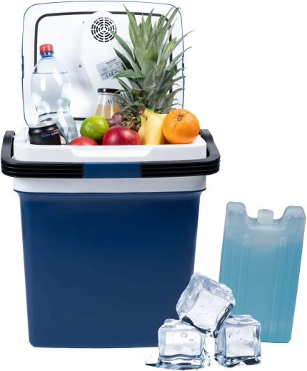 Draagbare autokoelbox met verwarmingsfunctie 29 l, blauw
