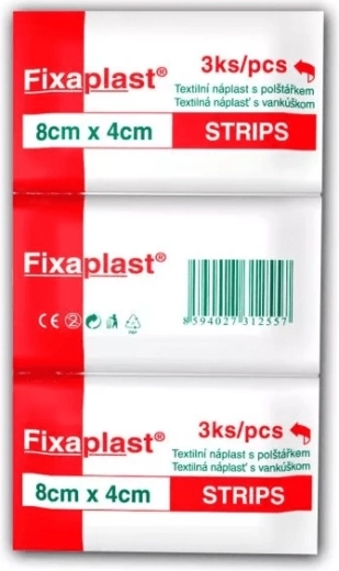 Fixaplast Strip textielpleister 8 × 4 cm, 3 stuks